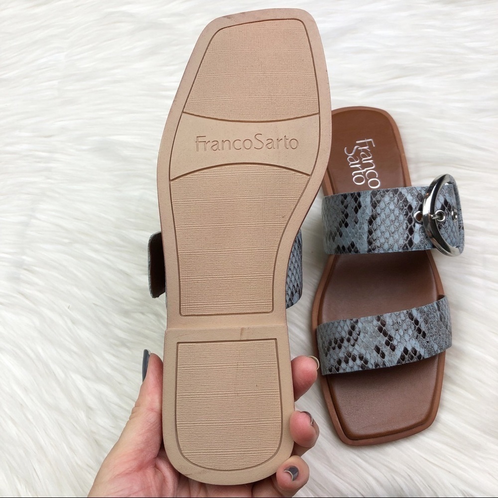 New Franco Sarto Merris Sandal in Snakeskin Light Blue Leather - Picture 5 of 10